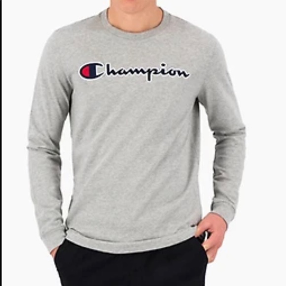 Champion long-sleeve t-shirt.  Gently worn, size large, heather gray. - Picture 1 of 3